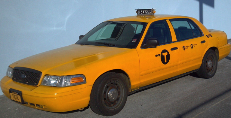 Ford Crown Victoria NYC yellow cab for rent for film and photoshoots